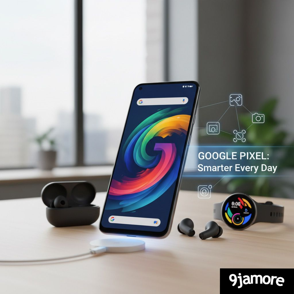 Google Pixel picture A close-up shot of the back of a modern Google Pixel smartphone, showcasing the camera bar and signature two-tone design. The image is clean and bright, emphasizing the device's build quality, making it an excellent feature image for a tech blog post about the Pixel.