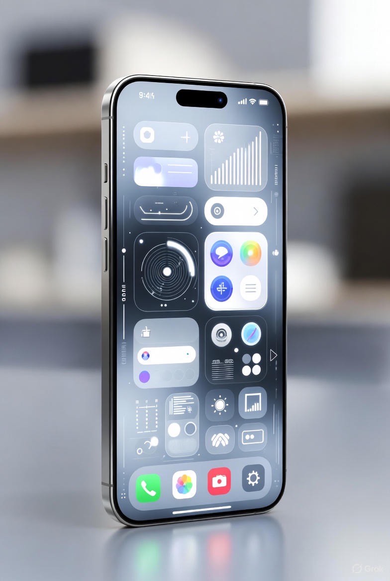 A futuristic concept design of the iPhone 18 Pro Max showcasing a seamless edge-to-edge display with under-display camera technology and a sleek titanium chassis.