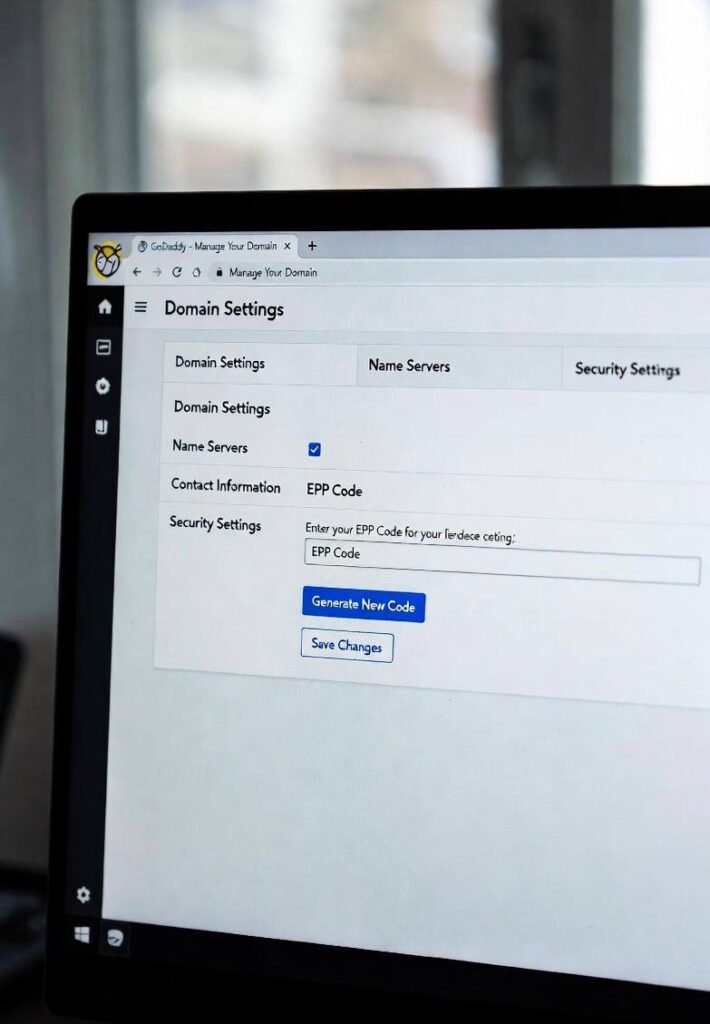 EPP code retrieval in GoDaddy settings