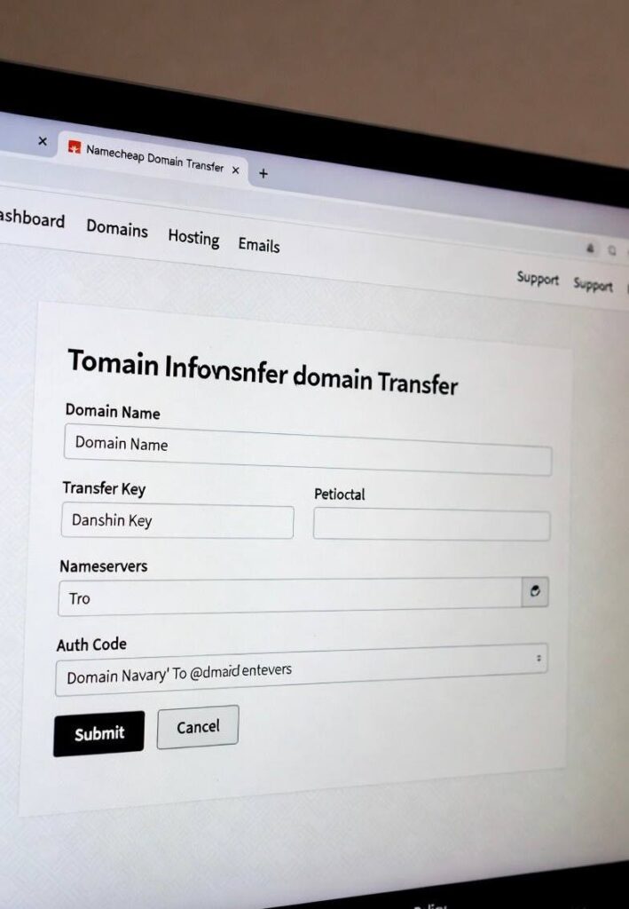 Namecheap Domain Transfer interface example