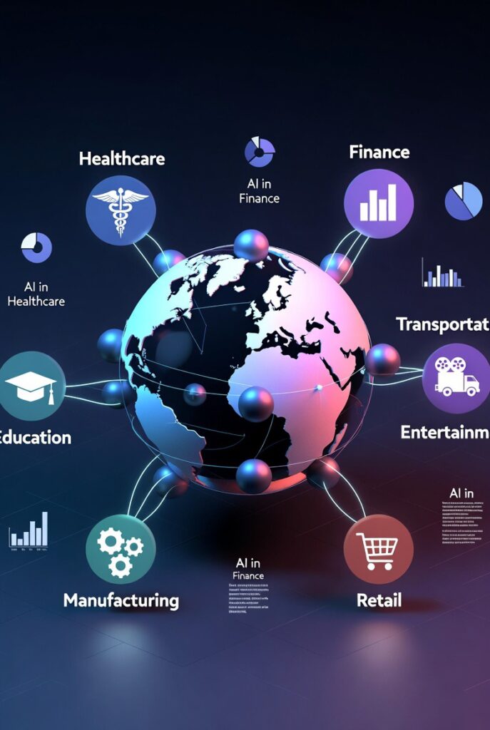Artificial intelligence applications and advantages across different industries including healthcare finance and manufacturing